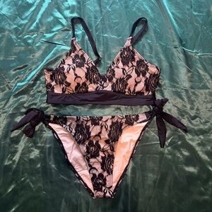 Black Lace Triangle Bikini Swimwear Set - Exclusively in my shop